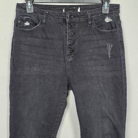 KanCan Black Distressed High Rise Skinny Jeans 15/31 - Picture 3 of 9